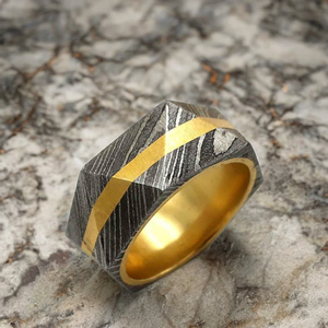 Bague de mariage unisexe en acier inoxydable plaqué platine de haute qualité, personnalisable, avec incrustation de cuivre et de bois, pour fiançailles - Product Image 2