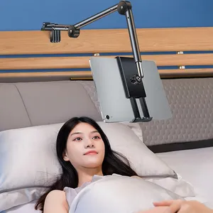 Pemegang Tablet meja tempat tidur, 360 derajat multi-sudut dapat disesuaikan lengan panjang fleksibel dudukan penjepit layar Laptop ponsel pintar pembaca berdiri