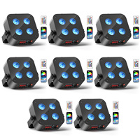 8 projecteurs PAR de scène sans fil 4x18W avec flight case, alimentés par batterie, LED RGBWA UV 6-en-1, rechargeables