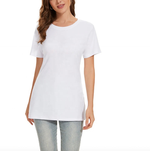 เสื้อยืดแฟชั่นแขนสั้นสีพื้นสำหรับผู้หญิง - Product Image 5