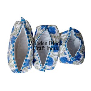 กระเป๋าเครื่องสำอางทำมือสำหรับผู้หญิง ชุดกระเป๋าอเนกประสงค์หลากสี 2 ใบ ชุดกระเป๋าพิมพ์ลายสำหรับผู้หญิง มี 3 ขนาด - Product Image 4