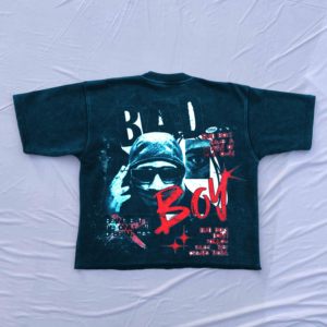 เสื้อยืดถักลายโอเวอร์ไซส์สำหรับผู้ชายเสื้อยืดฟิตเนสเปิดไหล่ขนาดพลัสไซส์ออกแบบได้250gsm - Product Image 6