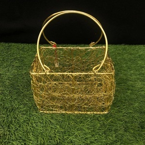 Panier métallique en treillis métallique Panier cadeau multifonction indien Panier de mariage Panier métallique doré pour cadeau de retour en gros Pri - Product Image 2