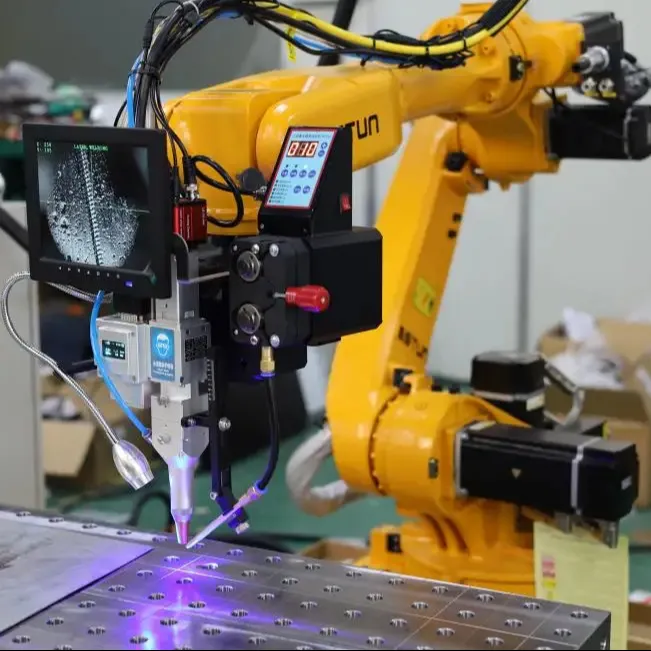 1000W 1500W 2000W อัตโนมัติ6แกนแขนหุ่นยนต์ไฟเบอร์เลเซอร์หุ่นยนต์เครื่องเชื่อมสำหรับการเชื่อมมุม