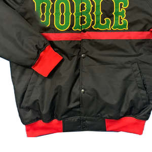 Chaqueta Bomber Universitaria NOBLE Negra, Roja y Verde, Venta al por Mayor OEM, Ropa Urbana de Fraternidad Griega, Unisex, Ribete Acanalado, Cierre de Cremallera Frontal, Primavera - Product Image 5