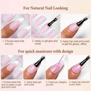 Kit de 300 faux ongles mats colorés à presser, style French, en gel, pour nail art - Product Image 5