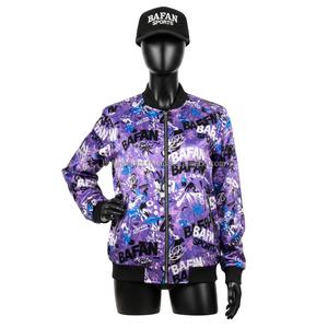 Chaqueta de Satén Premium para Mujer, Color Morado Vibrante, Estampado Gráfico en Toda la Superficie, Sublimación, Logotipo Personalizado, Chaquetas de Satén para Mujer - Product Image 6