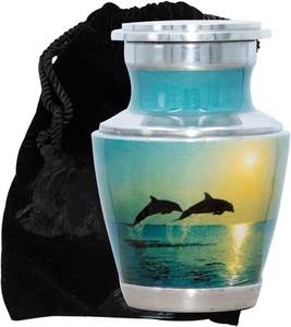 Urna de cremación de recuerdo de delfines bailando urna funeraria de token personalizada con personalización - Product Image 2