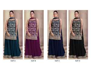 Tendencia Nuevo diseño 2024 Heavy Fox Georgette Silk Salwar Suit Dupatta con hilo múltiple y Jari con trabajo de bordado de secuencia - Product Image 6