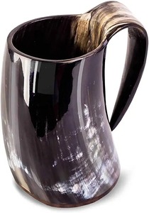 Authentic Handmade Ox Horn Ale <b>Mug</b> Viking Beer Tankard Norse Themed Rustic Medieval Drink Cup Portable Drinkware - Product Image 2