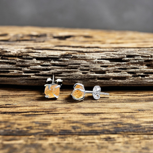 Handmade Classic Style 5-7mm Raw <b>Citrine</b> Stud <b>Earrings</b> Silver Gold Plated Bulk Natural Gemstone Jewelry Perfect Gift for Women - Product Image 2
