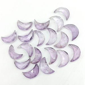 Pink Amethyst Faceted Crescent Moon Shape Gemstone Jewelry Making 12mm, Loose <b>Hand</b> Carved Amethyst Carving Moons Briolette Beads - Product Image 3