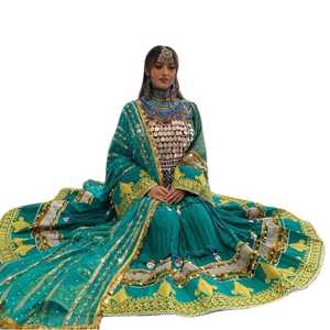 Dernier Vintage Modeste Floral Broderie Dentelle Lavable Bouton Fermeture Éclair Gland Robe à Volants Toutes Saisons Robe de Soirée Afghani - Product Image 1