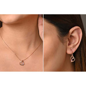 NOVAMART Fine 925 <b>Sterling</b> <b>Silver</b> Pink <b>Heart</b> Pendant <b>Earring</b> Set for Wedding Occasions Wholesale Export - Product Image 6