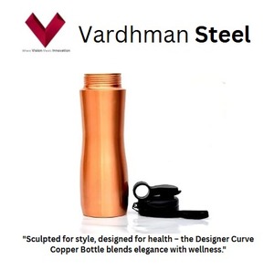 Factory Outlet Sale <b>Cheap</b> Price 330 GM Designer Curve Copper Bottle 1L Revitalize your water, Curved to perfection, Copper Flask - Product Image 2