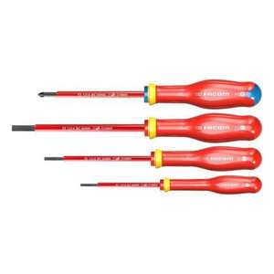 Jeu de tournevis isolés Facom Protwist 1000V pour vis à fente, 4 pièces, série V, pinces à mâchoires Vise Grip - Product Image 1