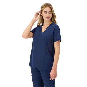 Top descuento fábrica personalizado satén enfermería Scrub conjuntos mangas cortas tulipán Hospital médico trabajo uniformes - Product Image 2