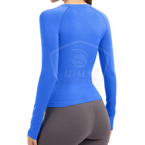 Haut de sport pour femme personnalisé avec votre propre design, respirant, écologique, grande taille, manches longues, avec logo personnalisé, en matériau Spandex/Nylon - Product Image 3
