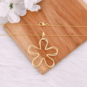 Collier en laiton simple à motif floral plaqué or jaune, collier réglable, bijoux cadeaux, fabricant en gros personnalisé - Product Image 5