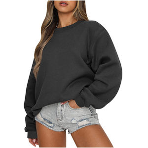 OEM ODM Hauts décontractés pour femmes Logo personnalisé Basic Crewneck Plain Women's Long Sleeve Loose Sweatshirt - Product Image 1
