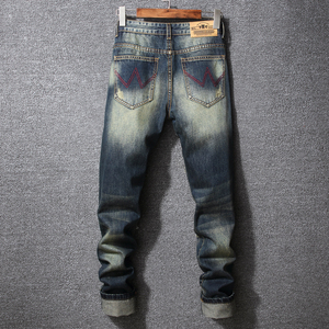 กางเกงยีนส์ของผู้ชายทันสมัยกางเกงยีนส์ทรงตรงเข้ารูปคลาสสิกออกแบบได้ตามต้องการ - Product Image 2