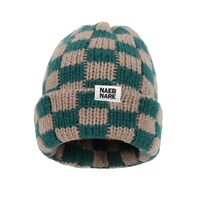 Gorro de Punto con Diseño de Tablero de Ajedrez, para Mujer, Invierno, Acrílico Suave, Cálido, Elástico, Ajustable, Estilo Vintage, Patrón a Cuadros, Cómodo