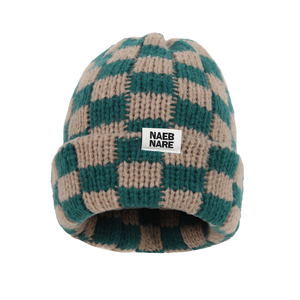 Bonnet en tricot à carreaux pour femme, doux, chaud et extensible en acrylique, motif écossais vintage, confortable et tendance pour l'hiver - Product Image 2