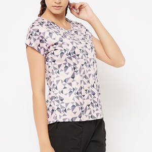 Sublimation-T-shirt imprimé pour femme, 100% polyester, coupe ajustée, décontracté, service OEM, impression numérique - Product Image 4