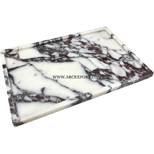 Bandeja para servir de mármol blanco personalizada sin asa Bandeja de servicio elegante Vajilla Mesa Bandeja para servir alimentos hecha a mano Suministros - Product Image 6