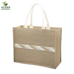 Sacs de courses réutilisables en tissu de jute avec logo imprimé, logo et taille personnalisables, sacs de magasin écologiques - Product Image 2
