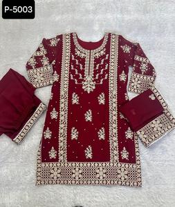 Nouveau Designer femmes portent un travail de broderie lourd Style pakistanais Salwar Kameez costume avec Zari lourd et broderie travail Salwar costume - Product Image 1