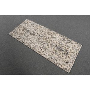 พรมตุรกีโบราณขนาดเล็ก 1.8x4.1 ฟุต สีเทาดำลายดอกไม้ - Product Image 2