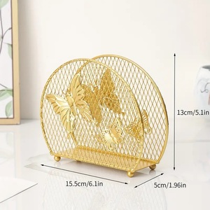 Servilletero dorado de alta calidad con diseño de flores, cubierta de tejido para hotel y restaurante, venta al por mayor - Product Image 2