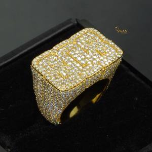 Statement 10K Solid Gold Lab Grown Diamond Iced Out <b>Ring</b> Fashion Hip Hop Jewelry <b>Full</b> Bling Sparkle Luxury Mens Jewelry - Product Image 1