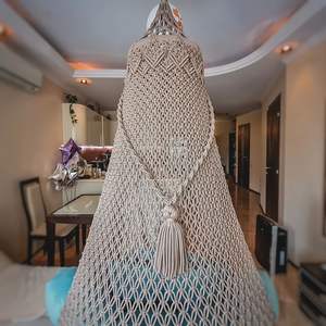 Hermosa Silla Colgante de Macramé Redonda, Muebles de Interior y Exterior para Sala de Estar - Product Image 2