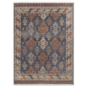 Tapis en laine noué à la main Erbe Blue, géométrique, 9x12, rectangulaire, pour salon, décoration de la maison et de la voiture, RGS-1511 - Product Image 1