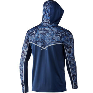 Sudaderas con capucha transpirables con estampado de camuflaje de manga larga para hombre Upf 50 con capucha OEM y camisas de pesca sublimadas con capucha - Product Image 2