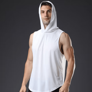 Sudadera con capucha y cremallera sin mangas para hombre, sudadera de entrenamiento físico de verano para correr, patrón de dibujos animados tejido de alta calidad, venta al por mayor - Product Image 6