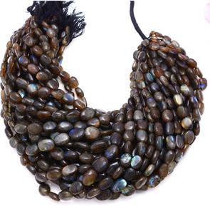 Perles de Labradorite Multi-Feu 4mm Ovales Grises Lisses Naturelles en Verre Cristal pour Fabrication de Bijoux Certifiées par un tiers Rares - Product Image 1