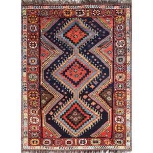 Alfombra de Lana Estilo Kilim Kiaan Azul, Tejida a Mano, Geométrica, para el Hogar, Sala de Estar, Pasillo, Rectangular, Decoración Tipo Rompecabezas, Paem-139 9x12 - Product Image 1