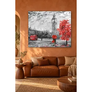Impression sur toile Fida Big Ben et couple avec parapluie rouge - Product Image 2