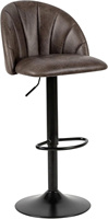 Ensemble de 2 tabourets de bar pivotants et réglables, siège en similicuir avec structure en métal noir, chaises de bar à hauteur grise et marron