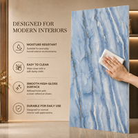 Panneau mural en PVC brillant MORLENX Blue Onyx UV Marble Sheet, panneau décoratif de luxe pour hôtel, salon, intérieur