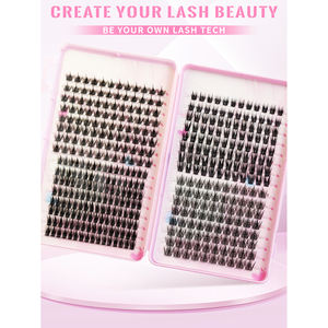 Extensions de cils naturelles souples en C, 0,3 mm, base plate sans nœuds, pointes effilées, grappes légères - Product Image 5