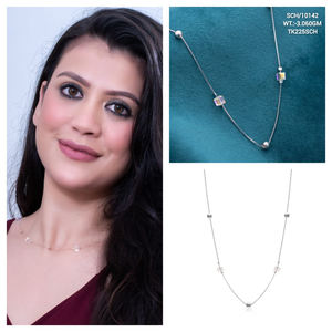 Estilo moderno 925 colgante de plata maciza 18 \ "cadena Cubo de cuarzo blanco piedra preciosa regalo de Navidad de moda para damas de honor boda - Product Image 2