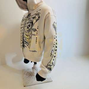 Sudaderas con Capucha y Cremallera Estampadas Personalizadas de Alta Calidad para Hombre, Ropa Urbana, Sudadera con Capucha Blanca con Estampado de Esqueleto y Cremallera - Product Image 3