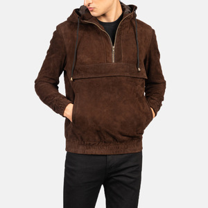 Kenton Men's Hooded Mocha <b>Suede</b> <b>Jacket</b> XL Size Lightweight and Windproof with Feature-Packed Design - Product Image 4