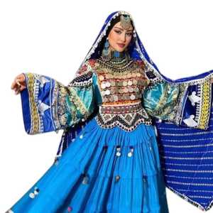 ชุดเดรส Afghan kutchi สำหรับผู้หญิงชุดเดรสยาวถึงพื้นแบบสุภาพมีซิปแต่งระบาย - Product Image 4