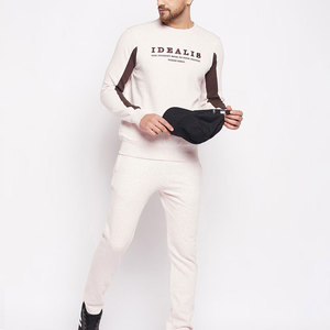 Ensemble de survêtement décontracté pour homme, sweat-shirt à col rond imprimé lettres et pantalon long, coupe régulière, 100 % coton, idéal pour l'automne - Product Image 4