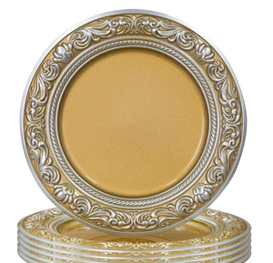 Assiette de service de nourriture arrondie en argent de qualité standard vaisselle d'événement de mariage assiette de chargeur de bordure de concepteur fabriquée à la main - Product Image 2